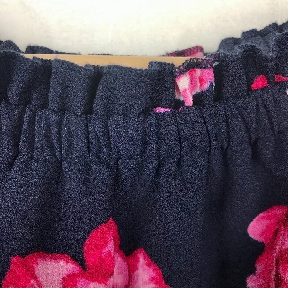 Mud Pie Pippa Off-the-Shoulder Navy Pink Floral - Picture 7 of 13